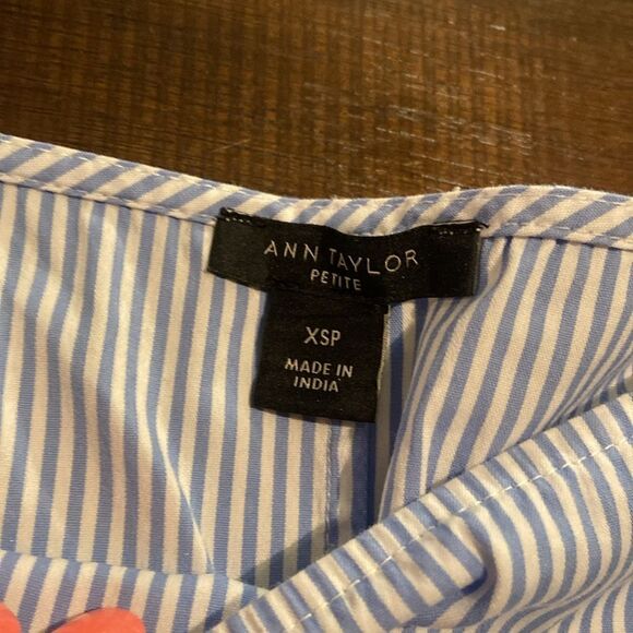 Ann Taylor Blue and White Striped Blouse - Picture 4 of 7